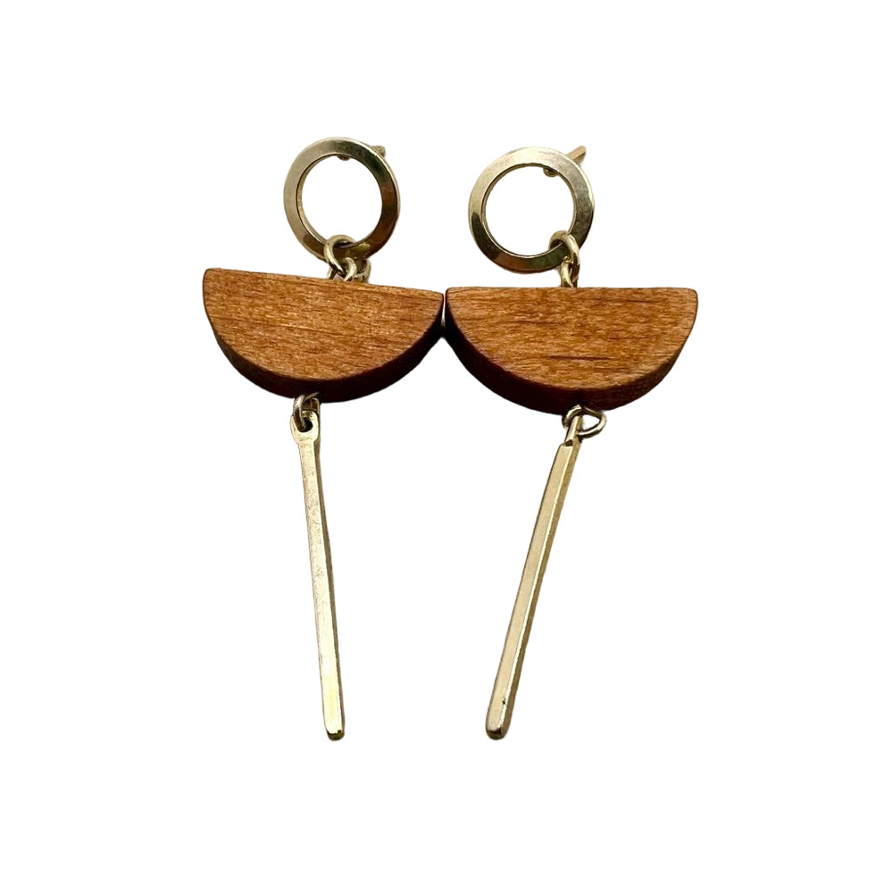 Gold tone dangle post unique geometric minimalist funky earrings